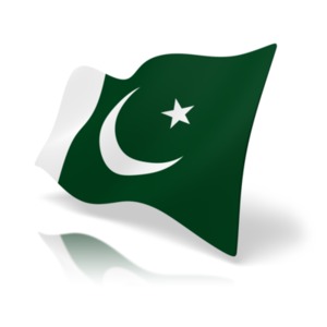 This clip art image shows the Pakistan&#039;s s flag at a perspective angle.