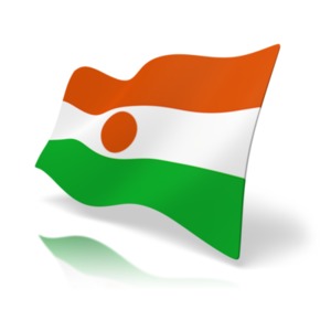 This clip art image shows the niger flag at a perspective angle.
