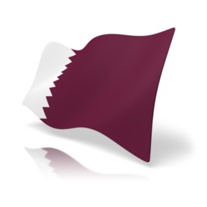 This clip art image shows the qatar flag at a perspective angle.