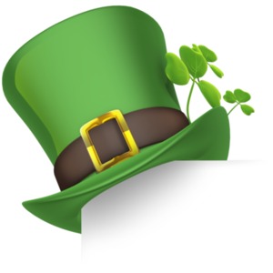 An image of St. Patrick&#039;s hat in the top corner the space. Use this on any page to give the illusion of a hat sitting on the page.