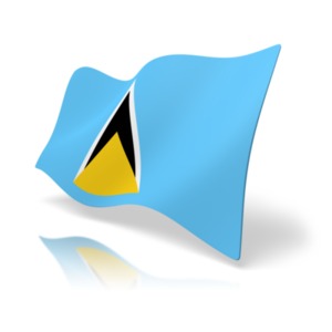 This clip art image shows the saint lucia flag at a perspective angle.