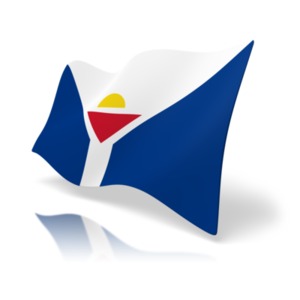 This clip art image shows the saint martin flag at a perspective angle.