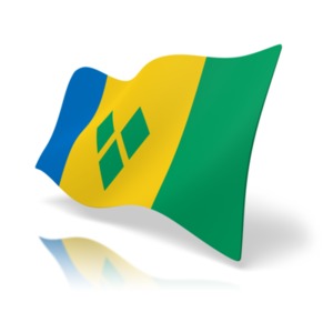 This clip art image shows the Flag of Saint Vincent And The Grenadines at a perspective angle.