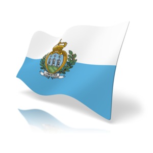 This clip art image shows the san marino flag at a perspective angle.