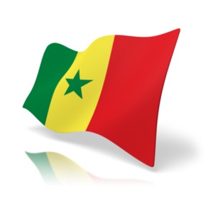 This clip art image shows the Senegal flag at a perspective angle.