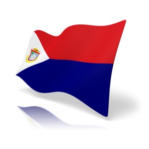 This clip art image shows the sint maarten flag at a perspective angle.