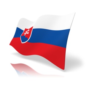 This clip art image shows the Slovakia flag at a perspective angle.