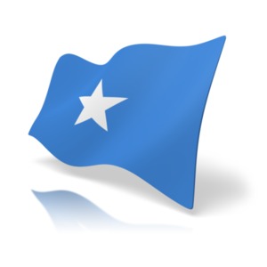 This clip art image shows the Somalia flag at a perspective angle.