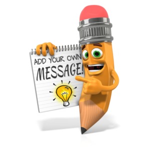 This custom design clipart shows scribbles the pencil holding a notepad that can be customized.