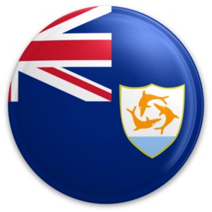 An image of Anguilla&#039;s flag on a button.