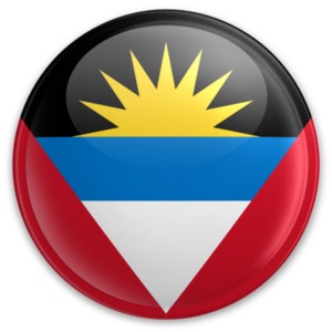 An image of Antigua and Barbuda&#039;s flag on a button.
