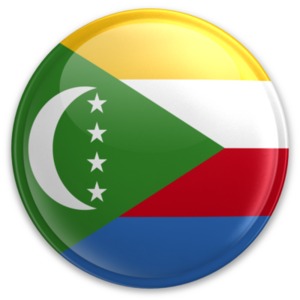 An image of Comoros&#039;s flag on a button.