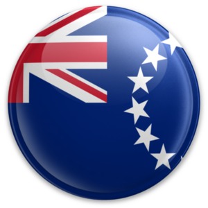 An image of the Cook Island&#039;s flag on a button.