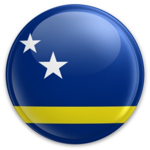 An image of Curacao&#039;s flag on a button.