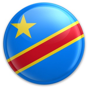 An image of the Democratic Republic of Congo&#039;s flag on a button.