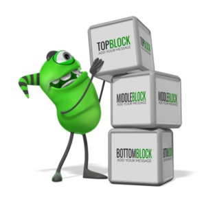 A presentation monster stacks three blocks. You can add your own message to sides of each block using our on-line tools. 