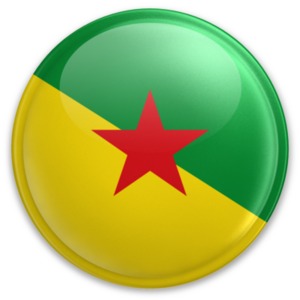 An image of French Guiana&#039;s flag on a button.