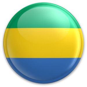 An image of Gabon&#039;s flag on a button.
