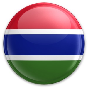 An image of Gambia&#039;s flag on a button.