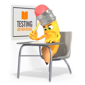 Scribbles the Pencil takes a test. You can change the message on the sign using our on-line tools.