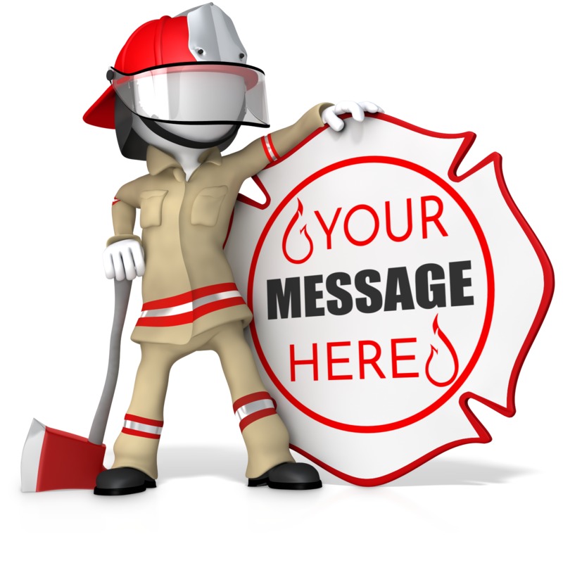 This Presentation Clipart shows a preview of Fire Fighter Standing By Custom Sign