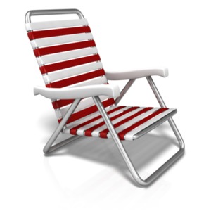 This clip art image shows a empty summer beach chair ready for relaxing.