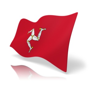 This clip art image shows the Isle of Man flag at a perspective angle.