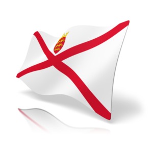 This clip art image shows the Jersey flag at a perspective angle.