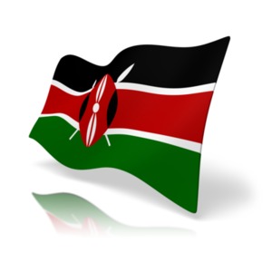 This clip art image shows the Kenya flag at a perspective angle.