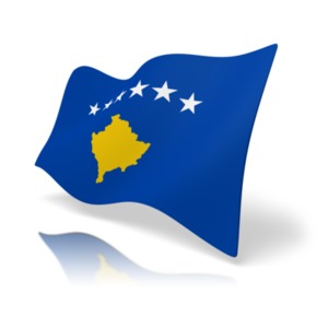 This clip art image shows the Kosovo flag at a perspective angle.