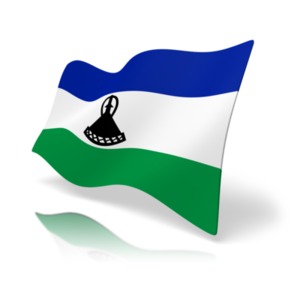 This clip art image shows the Lesotho flag at a perspective angle.