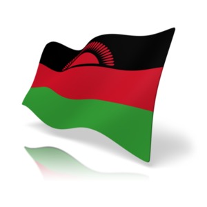 This clip art image shows the Malawi flag at a perspective angle.