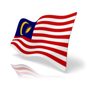 This clip art image shows the Malaysia flag at a perspective angle.