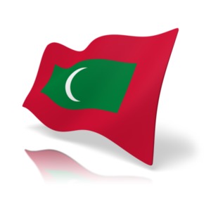 This clip art image shows the Maldives flag at a perspective angle.