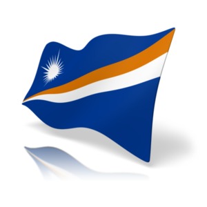 This clip art image shows the Marshall Islands flag at a perspective angle.