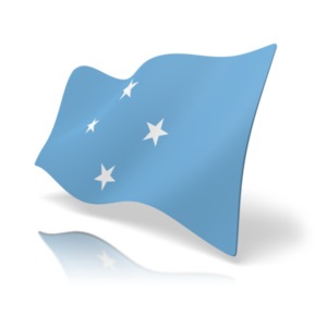 This clip art image shows the Micronesia flag at a perspective angle.