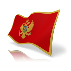 This clip art image shows the Montenegro flag at a perspective angle.