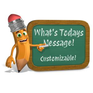 &lt;p&gt;This custom design clipart shows scribbles the pencil pointing at a customizable chalkboard.&lt;/p&gt;