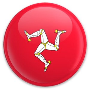 An image of the Isle of Man&#039;s flag on a button.