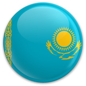 An image of Kazakhstan&#039;s flag on a button.