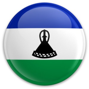 An image of Lesotho&#039;s flag on a button.