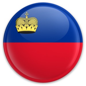 An image of Liechtenstein&#039;s flag on a button.