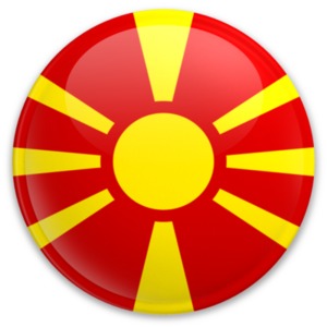 An image of Macedonia&#039;s flag on a button.
