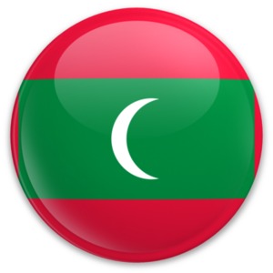 An image of Maldives&#039;s flag on a button.