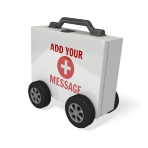 Add your own message to this first aid kit on wheels using our on-line tools.