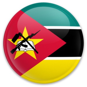 An image of Mozambique&#039;s flag on a button.
