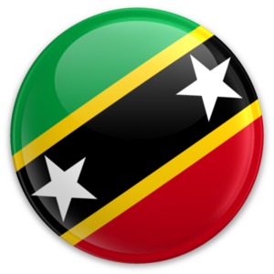 An image of Saint Kitts and Nevi&#039;s flag on a button.