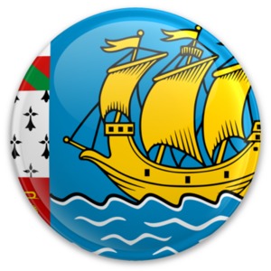 An image of saint pierre and miquelon &#039;s flag on a button.
