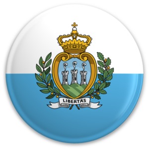 An image of San Marino&#039;s flag on a button.