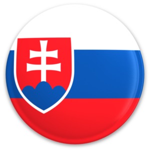 An image of Slovakia&#039;s flag on a button.